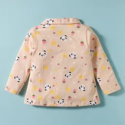 Teddy Sinker Knit Full Sleeves Co-ords Night Suit With Floral Print - Orange image 3