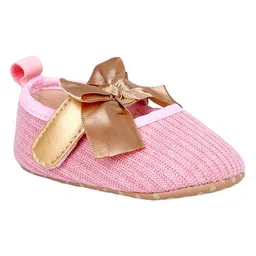 Baby Moo Bow Applique Detailed Anti Skid Mary Jane Ballerinas With Velcro Closure - Pink image 5