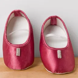 Bluebell Tissue Woven Sleeveless Party Frock With Floral Applique & Booties - Dark Pink image 4