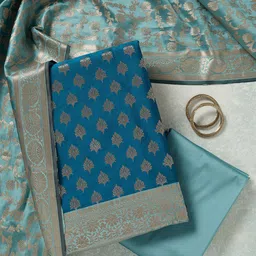 Koskii Floral Woven Design Zari Banarasi Silk Unstitched Dress Material-picture-22