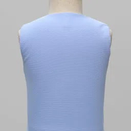 Babyhug Knit Full Sleeves Solid Color 3 Piece Party Suit with Bow Applique - White & Blue image 5