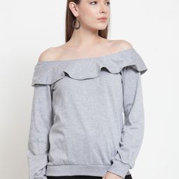 Belle Fille Women Grey Melange Solid Sweatshirt-picture-23
