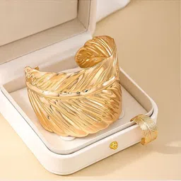 Shining Diva Fashion Set Of 2 Gold-Plated Cuff Bracelet And Ring image 5