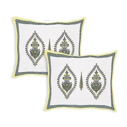 JAIPUR FABRIC White Ethnic Motifs King Bedsheet with 2 Pillow Covers image 4