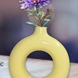 METALLICON Yellow Donut Shaped Ceramic Vase image 5