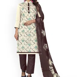 HERE&NOW Floral Printed Khadi Cotton Unstitched Dress Material-image-2