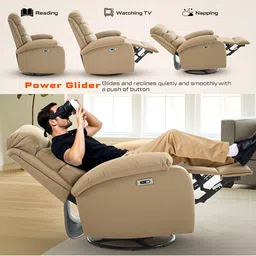 DROGO Brown Leather Manual 1 Seater Recliner image 2