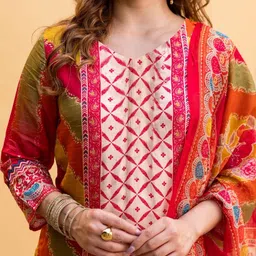 SZN Women Ethnic Motifs Printed Regular Kurta with Trousers & With Dupatta image 2