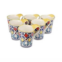 Myntra Elegant Homes Set Of 6 White, Yellow & Red Ceramic Mugs image 2