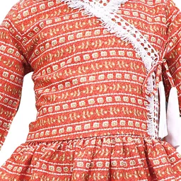 satyamfab Girls Floral Printed Angrakha V-Neck Georgette Anarkali Kurta With Sharara image 3