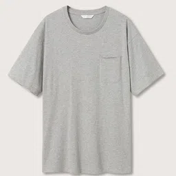 Mango Kids Boys Grey Melange Solid Drop-Shoulder Sleeves T-shirt-picture-39