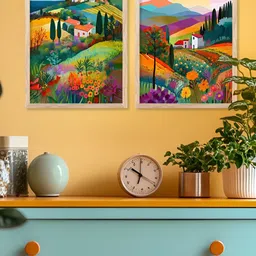 Kotart Brown & Orange 2 Pieces Wooden Abstract Wall Arts-picture-16