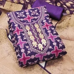 KALINI Embellished Organza Unstitched Dress Material-picture-14