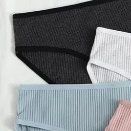 Meile Pack Of 4 Striped Low-Rise Inner Elastic Hipster Briefs image 3