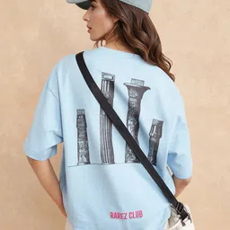RAREISM Women Graphic Printed Round Neck Cotton Oversized T-shirt-image-93
