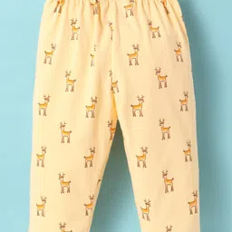 Tango Single Jersey Knit Full Length Lounge Pants with Reindeer Print - Yellow image 2