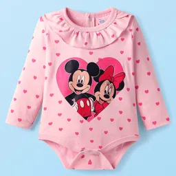 Babyhug Disney Interlock Knit Full Sleeves Onesies with Minnie & Friends Graphics Pack of 3 - Pink & White image 2
