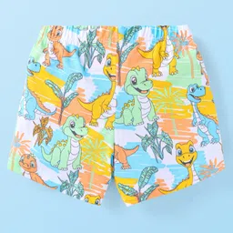 Babyhug 100% Cotton Knit Trunks Striped & Dino Print Pack of 3 - Orange & White image 3