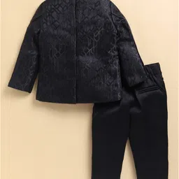 LITTLE COLLARS Jacquard Full Sleeves Geometric Designed 4 Piece Party Suit Set - Black image 4