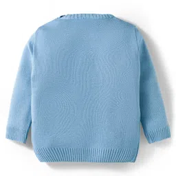 Babyhug Knit Full Sleeves Pullover Sweater Set with Geometry Design - Light Blue & Navy Blue image 3