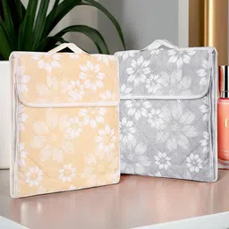 Kuber Industries Set of 2 Flower Quilted Makeup Pouch - Grey & Golden image 1