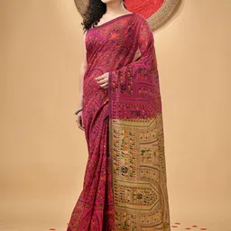 DESH BIDESH Women Warli Printed Block Print Saree image 5