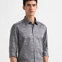 Arrow New York Abstract Printed Spread Collar Long Sleeves Satin Shirt image 5