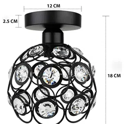 Decorcity Black Mini Chandelier Crystal Semi-Flush Mount Corridor Ceiling Lamp image 5