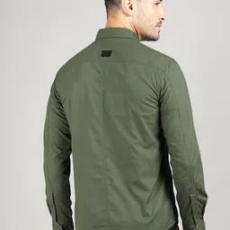 Royal Enfield Men Spread Collar Solid Cotton Casual Shirt image 4