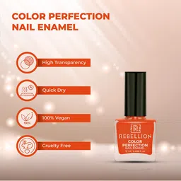 Rebellion Cosmetics Color Perfection Nail Enamel-12ml-Dawn Orange RC 27 image 3