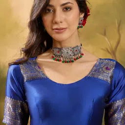 SHADOW & SAINING Floral Zari Silk Blend Designer Banarasi Saree image 5