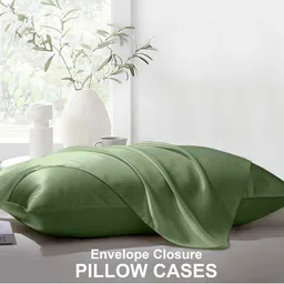 THE LINEN COMPANY Lime Green 300 TC King Bedsheet with 2 Pillow Covers image 2