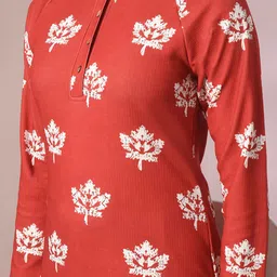 Roadster Rust Printed Round Neck Top With Skirt image 5