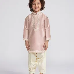 Vastramay Full Sleeves Placket Embroidered Kurta With Patiala Set - Peach-picture-26