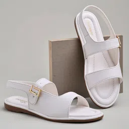 Shoetopia Solid With Buckle Closure Sandals - White-picture-18