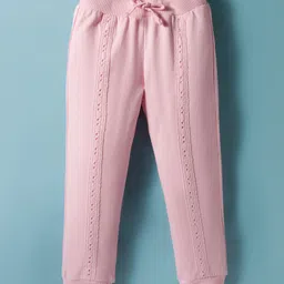 UCB 100% Cotton Knit Full Length Solid Colour Track Pant - Pink-picture-29