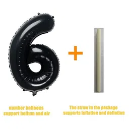 Shopping Time Black 6 Number Foil Balloon - Black image 3
