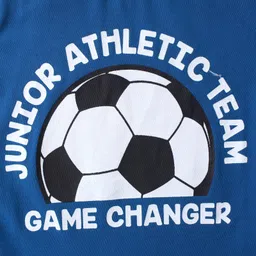 Babyhug Cotton Knit Full Sleeves T-Shirt With Football Print - Blue image 3