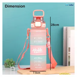 FunBlast Sports Water Bottle with Handle, Adjustable Strap & Time Marker Pink - 1000 ml image 3