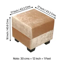 Ikiriya Pack Of 2 Beige Wooden Square Ottomans image 4