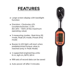 KUSAM-MECO Digital Torque Wrench 30 n.m Operating Range Advanced Technology, KM-NGM-30 image 2