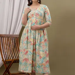 FEMARY Floral Print Maternity Maxi Dress-picture-23