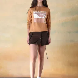 Flying Machine Women Typography Printed Drop Shoulder Fit Sweatshirt image 5