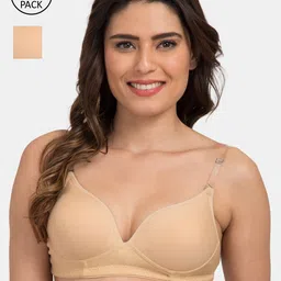 Tweens Pack of 2 Beige Solid Non-Wired Heavily Padded Everyday Bras TW-915900-2PC image 1