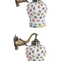 1ST TIME Multicoloured & White Textured Metal Traditional Wall Lamp image 5