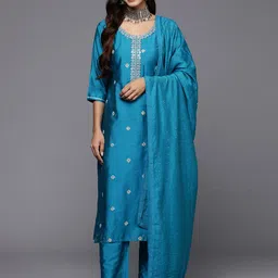 Gerua By Libas Women Floral Embroidered Regular Sequinned Kurta with Trousers  Dupatta-picture-17