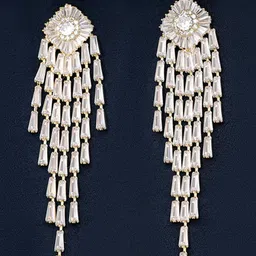 Peora Gold Plated Cubic Zirconia Contemporary Drop Earrings-picture-43