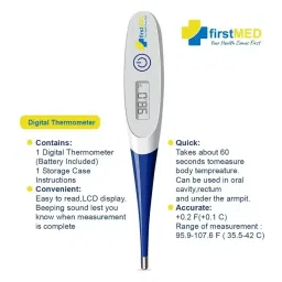 FirstMed Digital Thermometer Flexible Tip Blue and White image 3