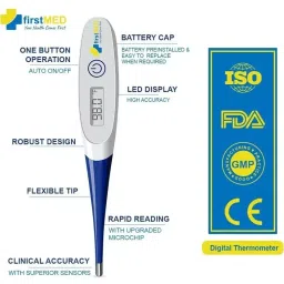 FirstMed Digital Thermometer Flexible Tip Blue and White image 4