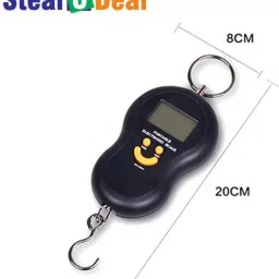 StealODeal Smiley-Black 50 kg Hanging Digital Pocket Smiley Travel Luggage Weighing Scale-picture-31
